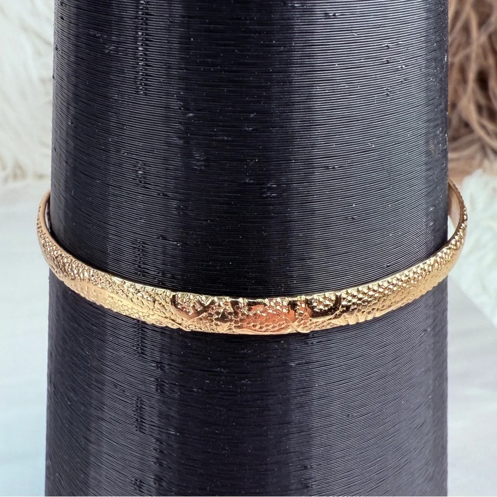 Goldtone Textured Stackable Cuff Bracelet